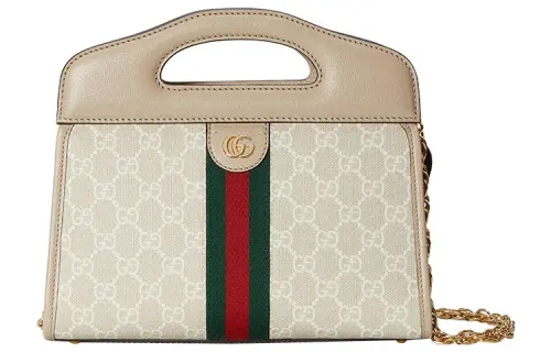 GUCCI Ophidia Canvas With Leather Trim Handbag, Shoulder Bag, Crossbody Bag Small Women's Ecru