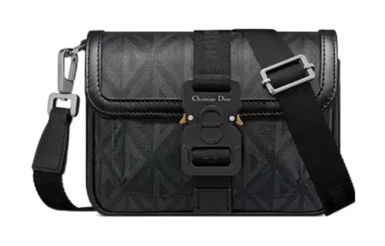 DIOR Hit The Road Canvas With Smooth Cow Leather Handheld Shoulder Bag, Crossbody Bag Mini Men's Black
