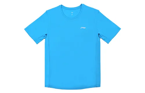 Li Ning T Shirts Men's Lake Blue Crew Neck Moderate