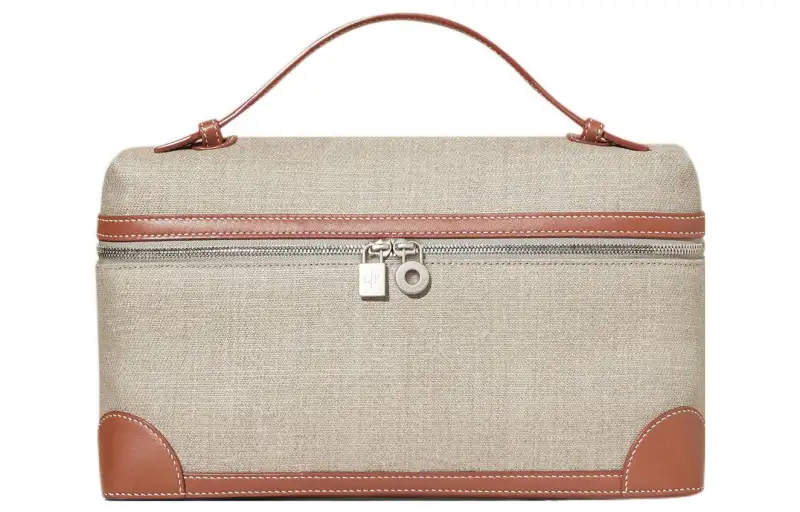 Loro Piana Linen With Lambskin Clutch Handbag Women's Gray