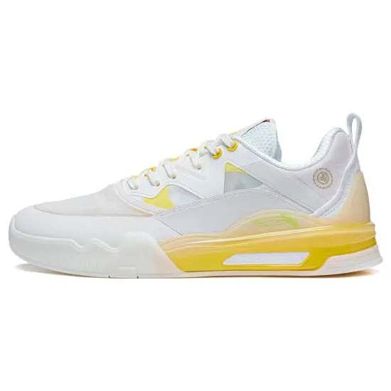 LiNing LINGTENG Skateboard Shoes Men Low-Top White Yellow