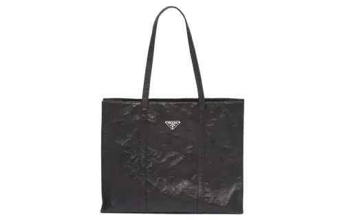 PRADA Large Antique Nappa Leather Tote Black