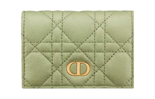 DIOR Caro Soft Calfskin Wallet Extra Small Women's Green