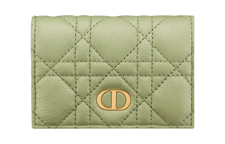 DIOR Caro Soft Calfskin Wallet Extra Small Women's Green