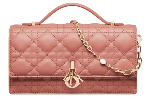 DIOR Lady Dior Wicker Pattern Lambskin Shoulder Bag, Crossbody Bag, Handbag Women's Ethereal Pink