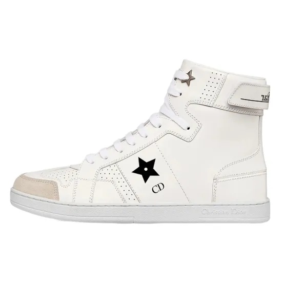 DIOR Star Platform Shoes High Top Stylish Skateboarding Shoes Women's White