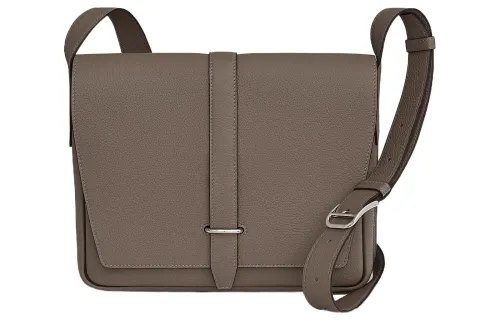 HERMES Steve Light Junior Togo Calfskin Shoulder Bag, Crossbody Bag Men's 8F Gris ÉTain Tin Gray