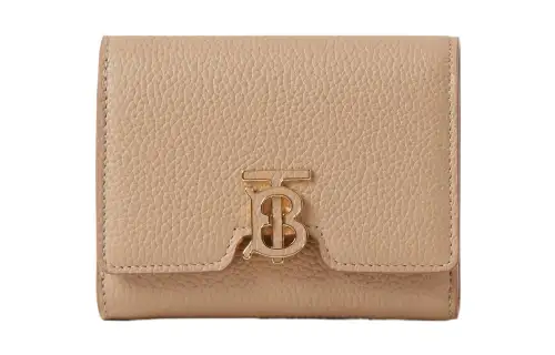 Burberry Grain Calfskin Wallet Small Women's Wheat Beige
