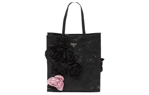 PRADA Soft Sheep Leather Tote Bag, Shopping Bag, Handbag Medium Women's Black