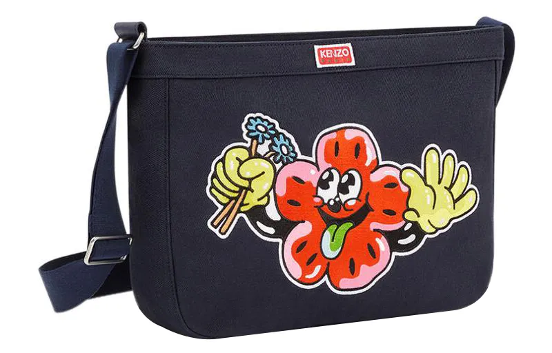 KENZO 100% Cotton Crossbody Bag, Shoulder Bag Men's Navy Blue