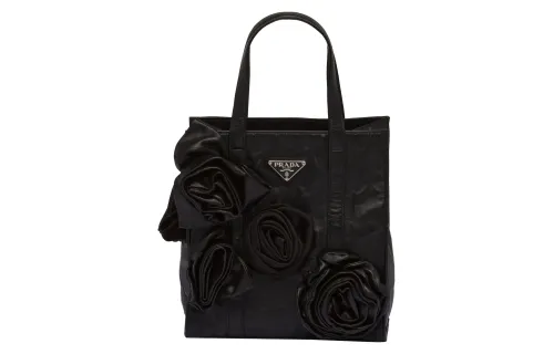 PRADA Soft Sheep Leather Tote Bag, Shopping Bag, Handbag Mini Women's Black