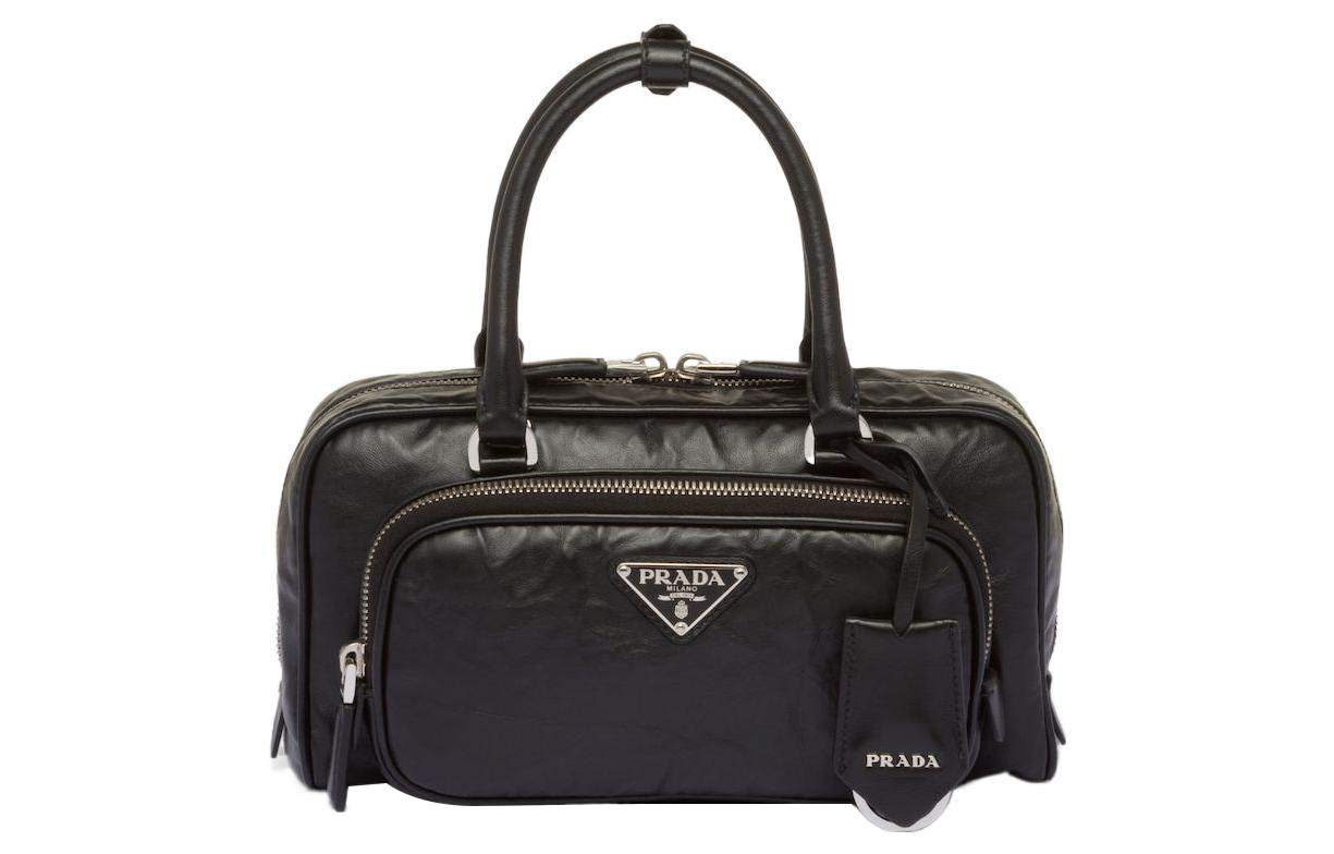 PRADA Soft Sheep Leather Shoulder Bag, Crossbody Bag, Handbag Women's Black