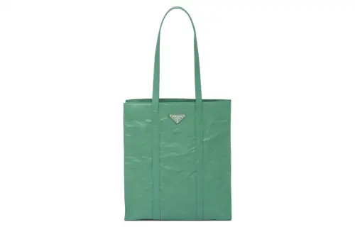 PRADA Soft Sheep Leather Tote Bag, Shopping Bag, Handbag Small Women's Green