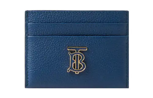 Burberry Litchi Calfskin Card Holder Card Holder Women's Dark Marine Blue