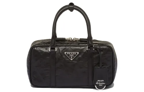 PRADA Sheepskin Leather Shoulder Bag, Crossbody Bag, Handbag Small Women's Black