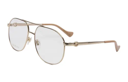GUCCI Versatile Metal Aviator Prescription Glasses Men's Gold