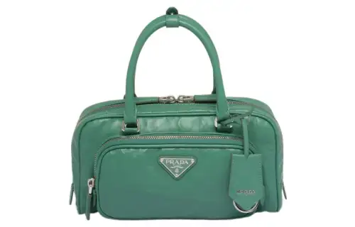 PRADA Soft Sheep Leather Shoulder Bag, Crossbody Bag, Handbag Women's Gray Green