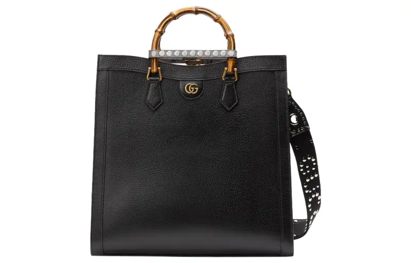 GUCCI Diana Leather Tote Bag, Shopping Bag, Shoulder Bag, Crossbody Bag, Handbag Large Men's Black