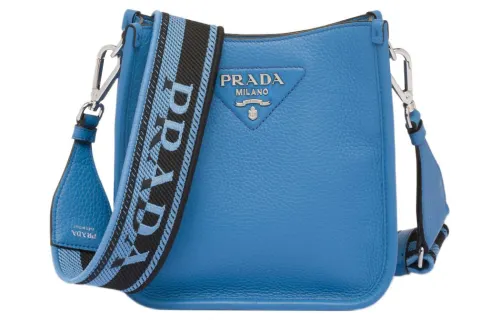 PRADA Leather Crossbody Bag, Shoulder Bag Women's Blue