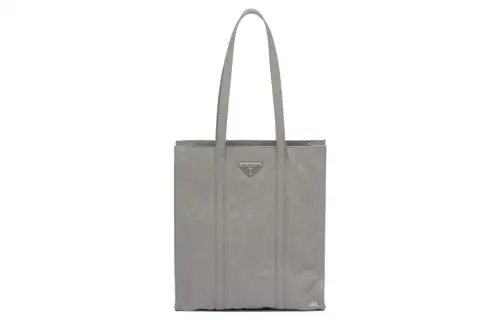 PRADA Soft Sheep Leather Tote Bag, Shopping Bag, Handbag Small Women's Gray