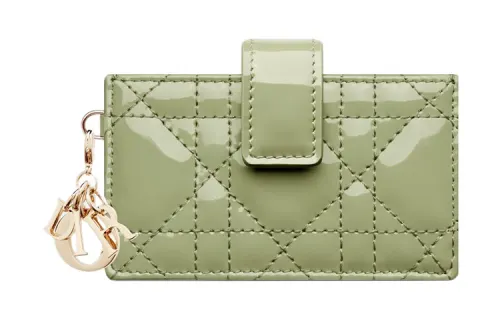 DIOR Lady Dior Patent Leather Calfskin Card Holder Card Holder Regular Women's Green