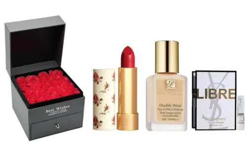 GUCCI Gucci, lipstick, powder, foundation, perfume for professional use, makeup primer, moisturizing set, sample