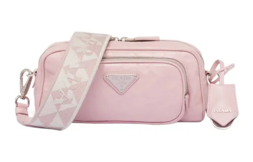 PRADA Soft Sheep Leather Crossbody Bag, Shoulder Bag Women's Snow Pink