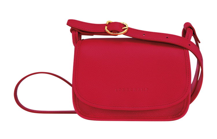 LONGCHAMP Le Foulonné Cow Leather Shoulder Bag, Crossbody Bag Small Women's Deeply In Love Red