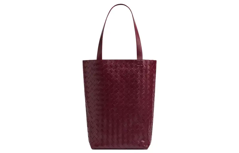 Bottega Veneta Calfskin Tote Bag, Shopping Bag, Shoulder Bag, Handbag Small Men's Burgundy