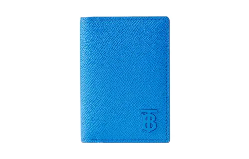 Burberry Grain Calfskin Card Holder Wallet Card Holder Men's Blue
