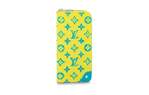LOUIS VUITTON Zippy Coated Canvas With Leather Trim Wallet Men's Yellow/Blue