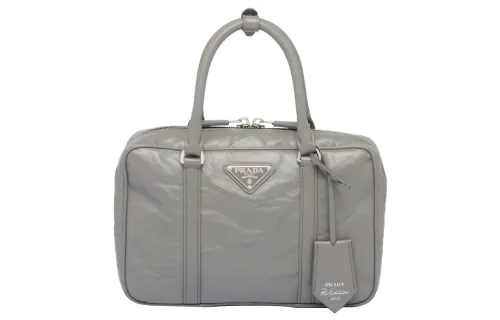 PRADA Soft Sheep Leather Shoulder Bag, Crossbody Bag, Handbag Women's Gray