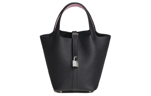 HERMES Picotin Lock Taurillon Clemence Leather Basket Bag, Bucket Bag, Handbag 18 Women's Dark Blue