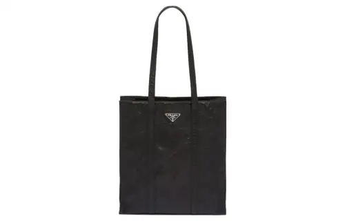 PRADA Small Antique Nappa Leather Tote Black