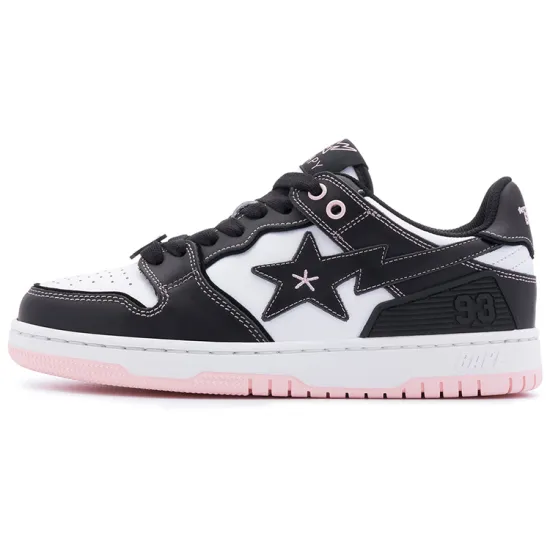A BATHING APE SK8 Skateboard Shoes Women's Low-Top Black White Pink
