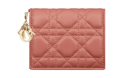 DIOR Lady Dior Lambskin Wallet Mini Women's Ethereal Pink