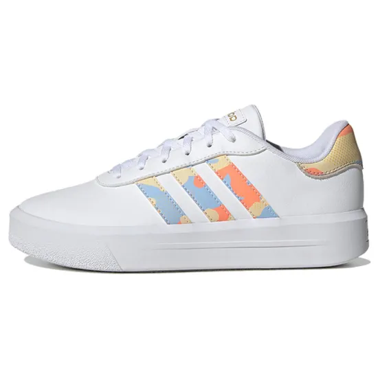 Adidas Neo Court Platform Skateboard Shoes Women's Low-Top White Blue Orange