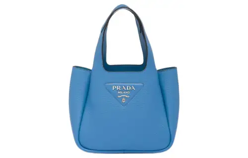 PRADA Leather Basket Bag Tote Bag, Shopping Bag, Handbag Women's Blue