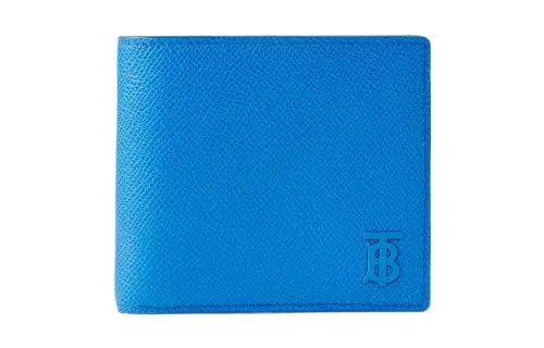 Burberry Grain Leather Card Holder Wallet Men's Blue