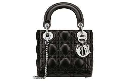 DIOR Lady Dior Lambskin Handbag, Shoulder Bag, Crossbody Bag, Handbag Mini Women's Black