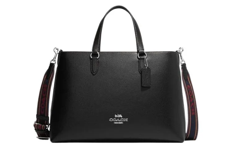 COACH Logan Pebbled Leather One Shoulder Crossbody Handbags Women's Black