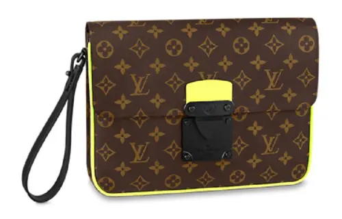 LOUIS VUITTON Canvas With Leather Clutch Regular Men's Brown