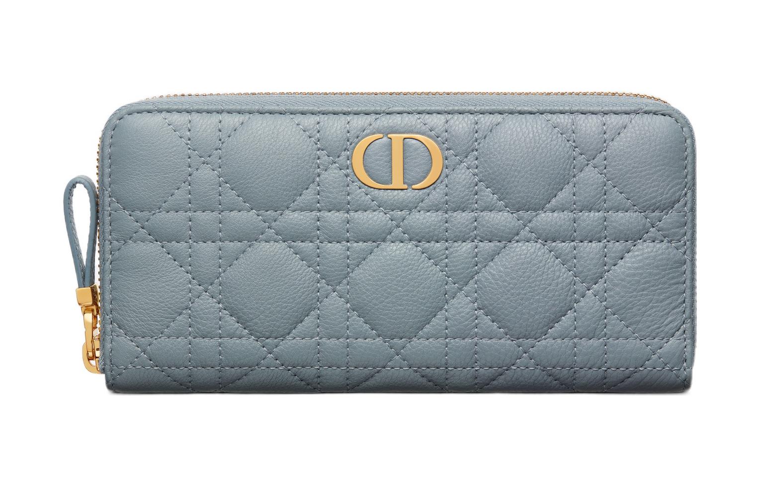 DIOR Caro Soft Calfskin Wallet Women's Cloud Blue