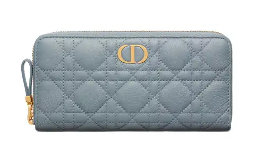 DIOR Caro Soft Calfskin Wallet Women's Cloud Blue
