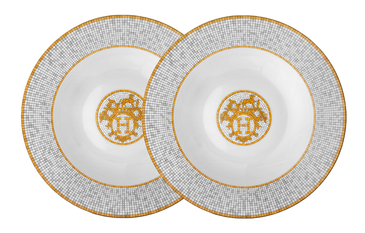 Тарелка Hermes Mosaique au 24 (бело-золотая)