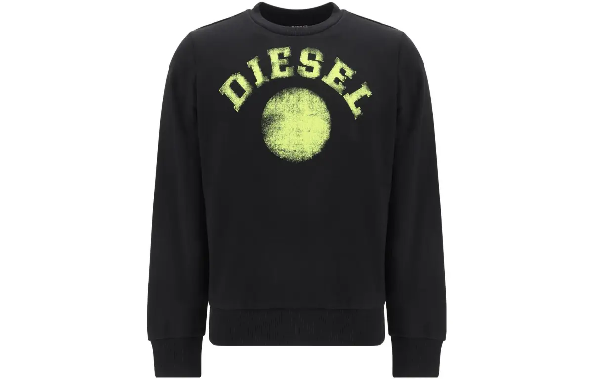 DIESEL Sweatshirts Men's Black Crew Neck Moderate Straight Fit