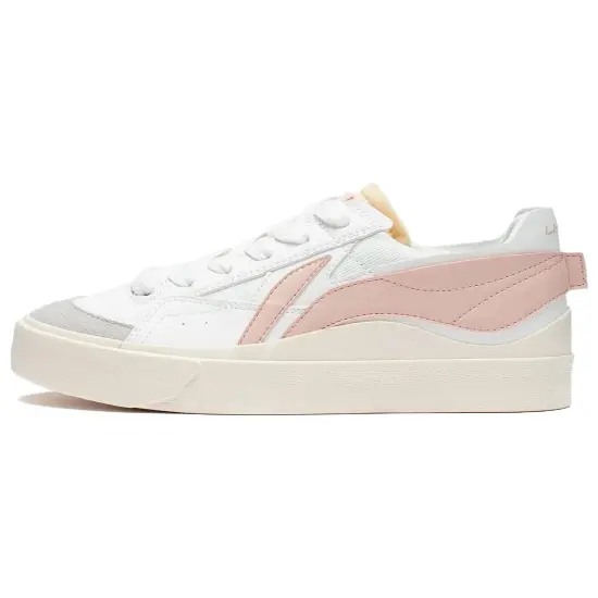 LINING Mu Mu Skateboard Shoes Women's Low-Top White Pink