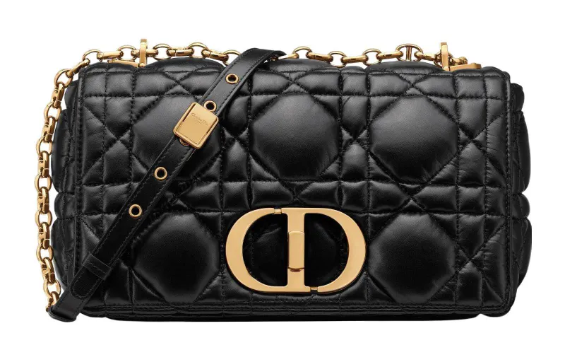 DIOR Caro Cow Leather Crossbody Bags Medium Women's Black
