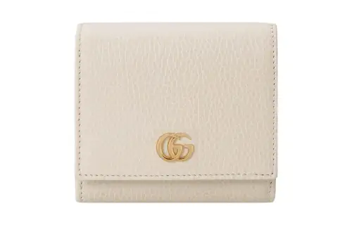 GUCCI GG Marmont Leather Wallet Medium Women's White/Mint Green
