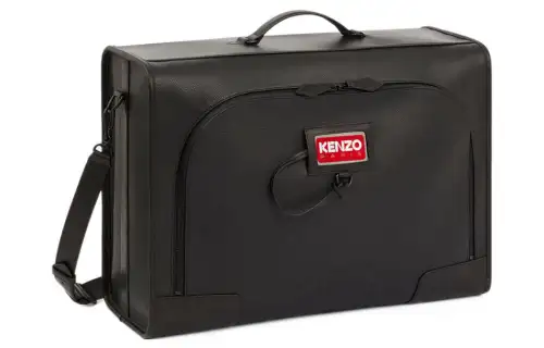 KENZO Grain Leather Handbag Travel Bag Men's Black